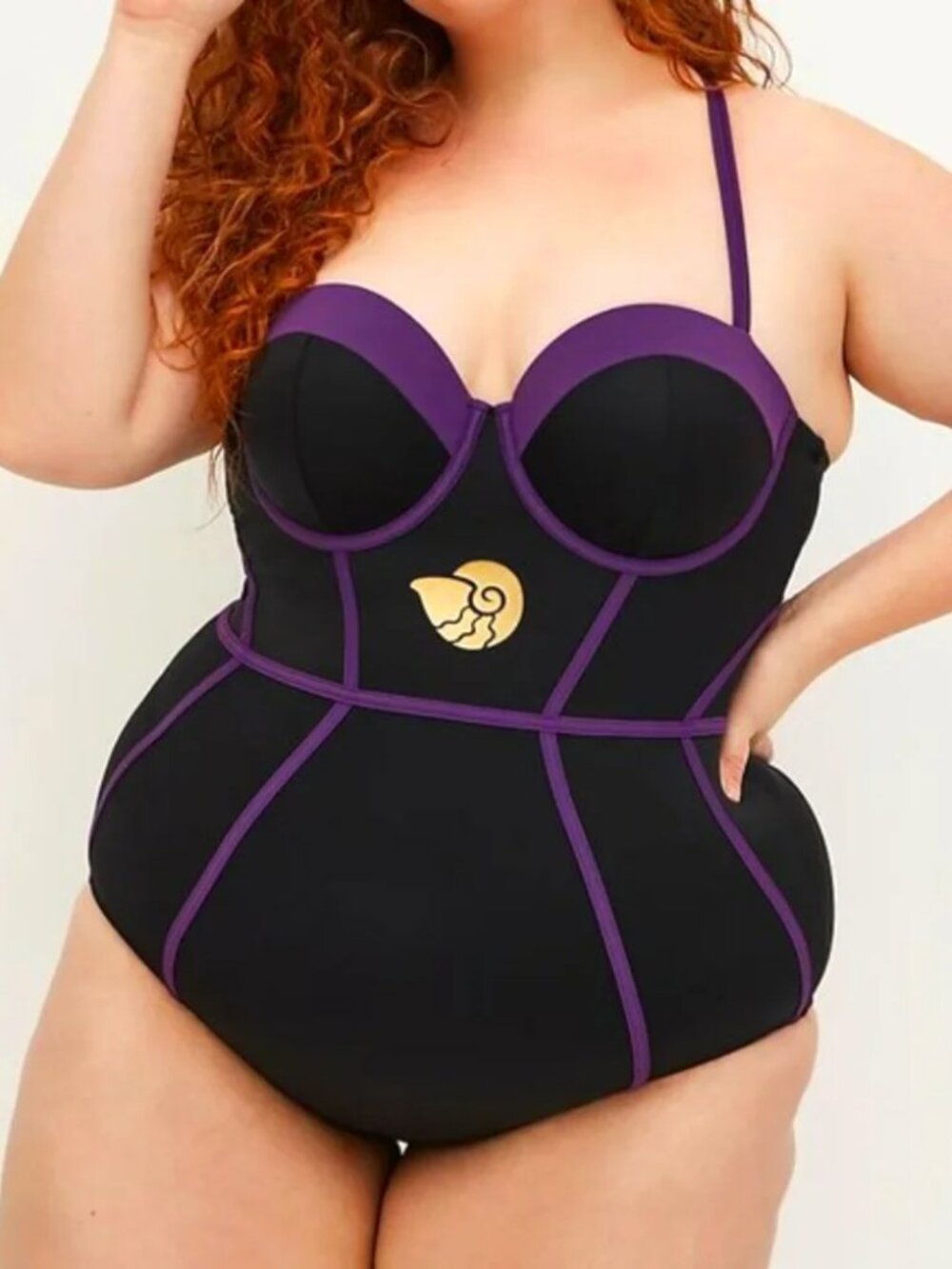 Torrid Disney The Little Mermaid Ursula Strappy One Piece Swimsuit Black 6 DD/F